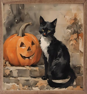 Black Cat With Pumpkin